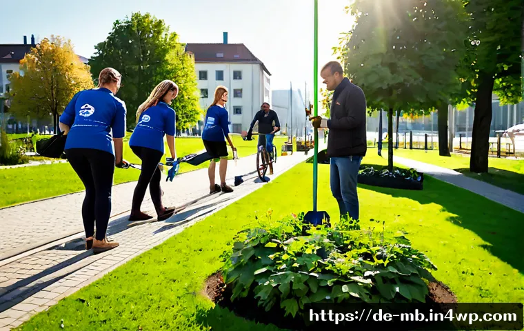 브랜드의 사회적 책임과 명성 구축 - Photorealistic corporate social responsibility scene in a modern German city, diverse business emplo...